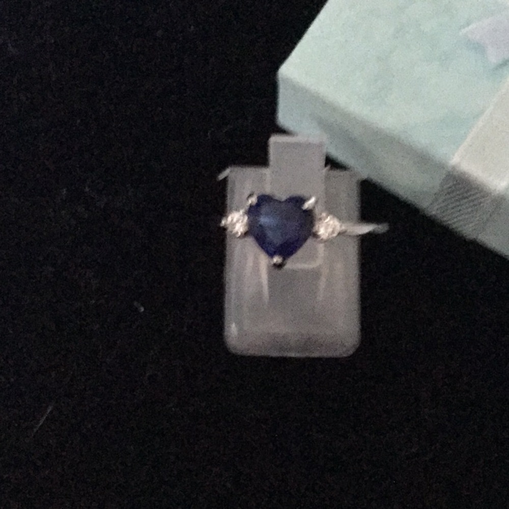 Sterling silver blue and white sapphire ring